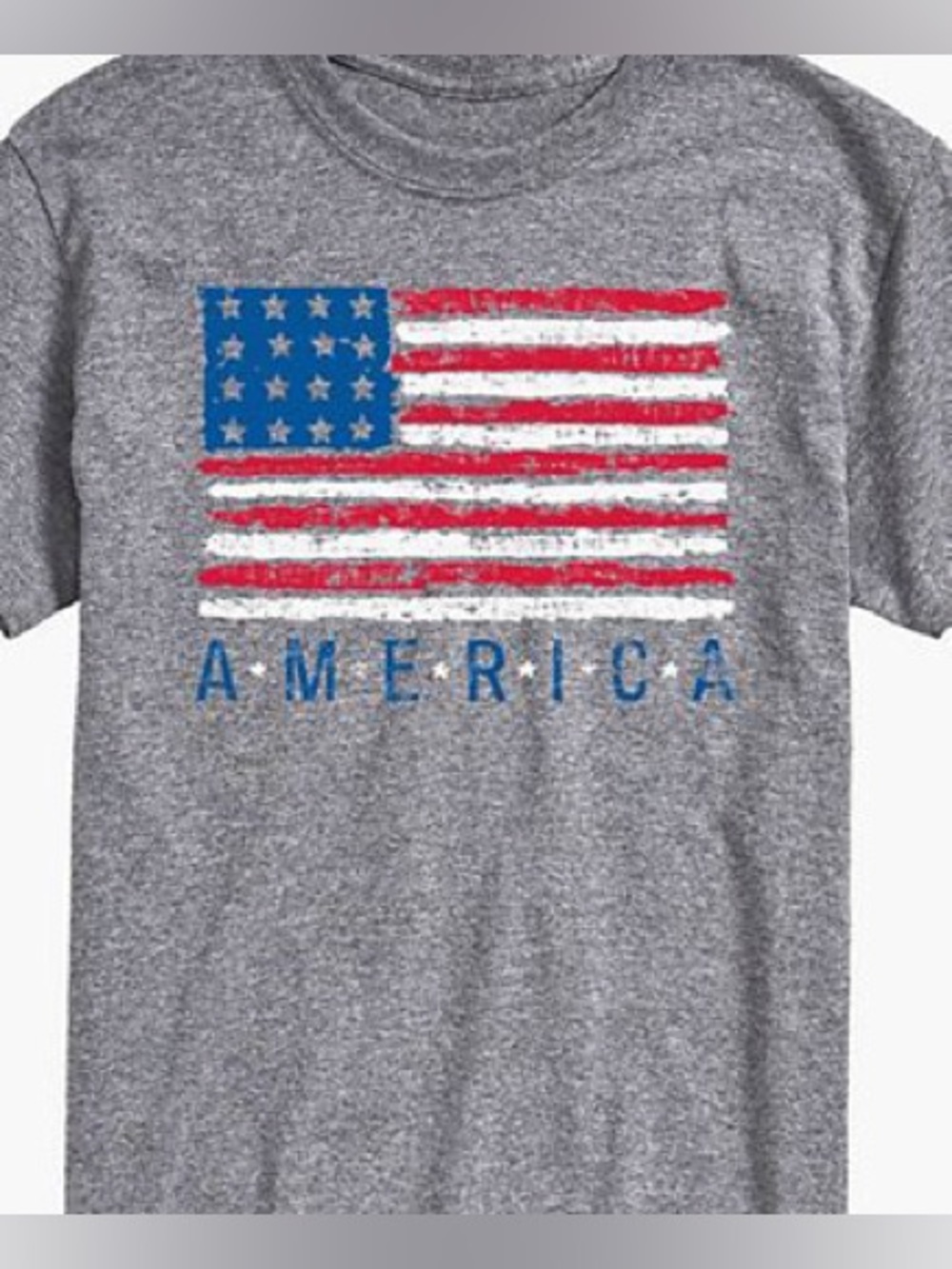 Gildan Gray Short Sleeve Tee with Distressed American Flag